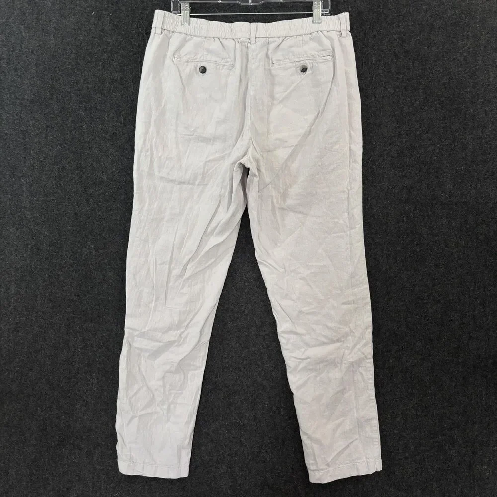 Banana Republic Mason Athletic Tapered Pants Men's 34x30 Gray Linen Chino